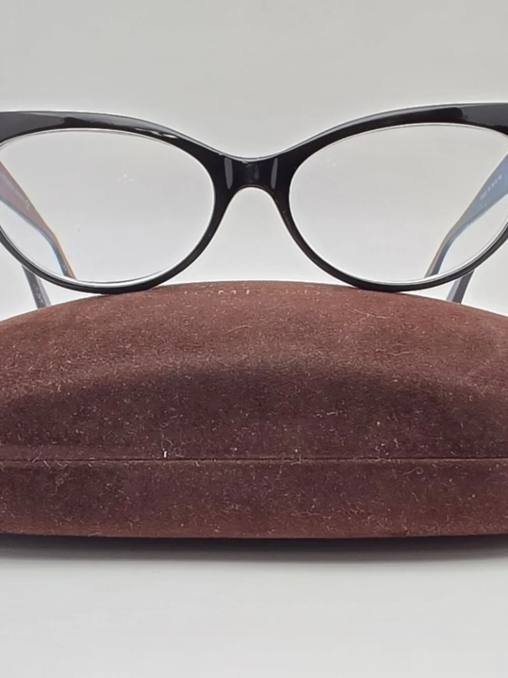 Tom Ford TF5317 005 Black Iridescent Chalkstripe Cat Eye Eyeglasses Frame w Case